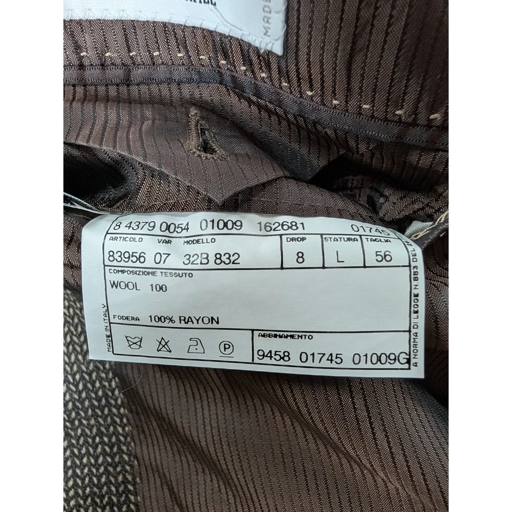 Pal Zileri 56L EU (46L US) Sport‎ Coat Brown Herringbone Virgin Wool Made Italy